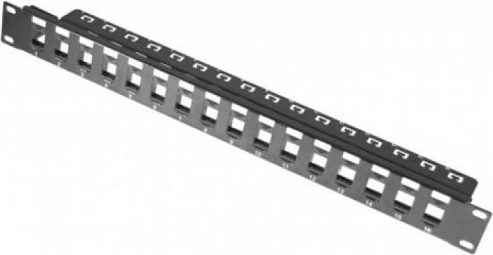Tecline Rack per 16 prese di connessione Keystone, 48,30 cm (19"), nero RAL 9005 Per l'installazione di una