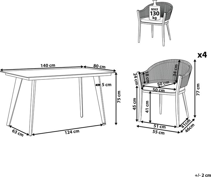 Produktbild Beliani Mileto (140 x 80 x 75 cm)