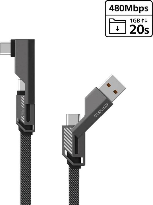 Produktbild 4smarts USB-C Kabel ComboCord Flat Right Angle (1.50 m, USB 2.0, 240 W)