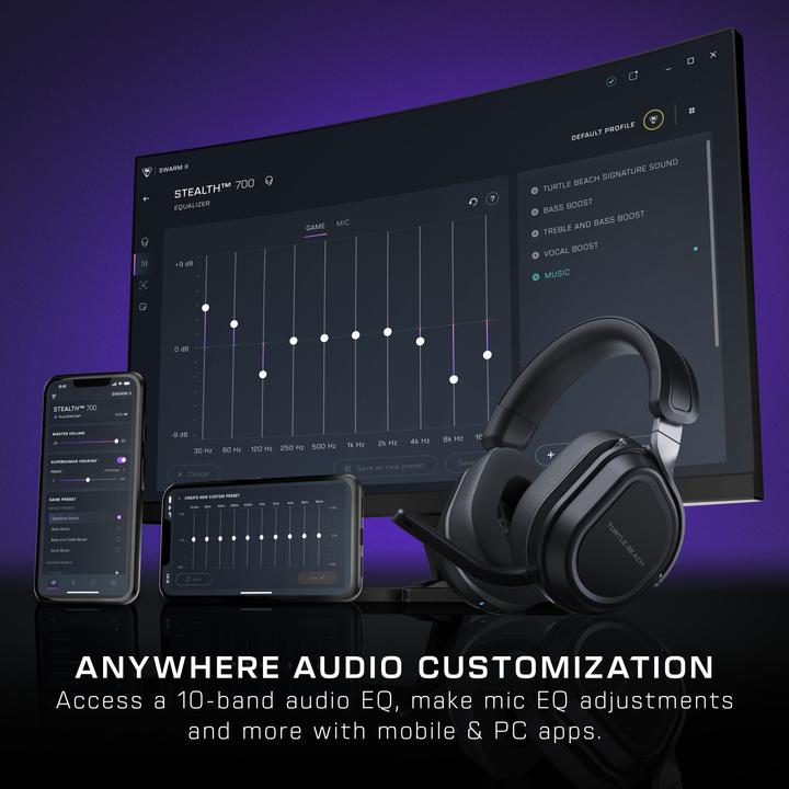 Image du produit Turtle Beach Casque gaming amplifié multiplateforme sans fil Stealth 700 pour PC, PS5, PS4 et mobile - Audio 24 b (Sans fil)