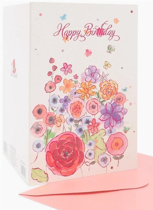 Fresh Karte B6 ZZG-190510 vergoldete Geburtstagsblumen