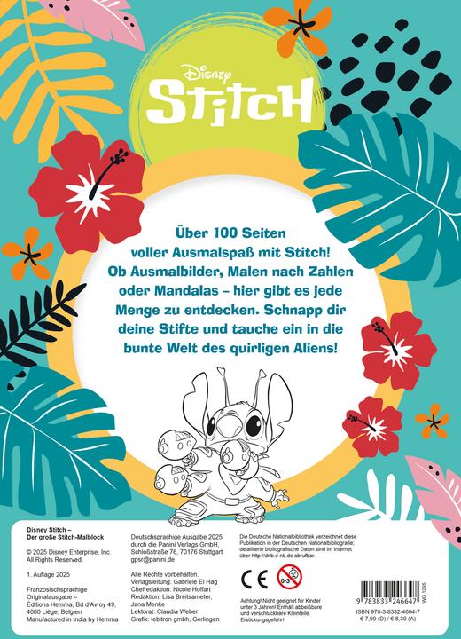 Produktbild Panini Disney Stitch: Der grosse Stitch-Malblock