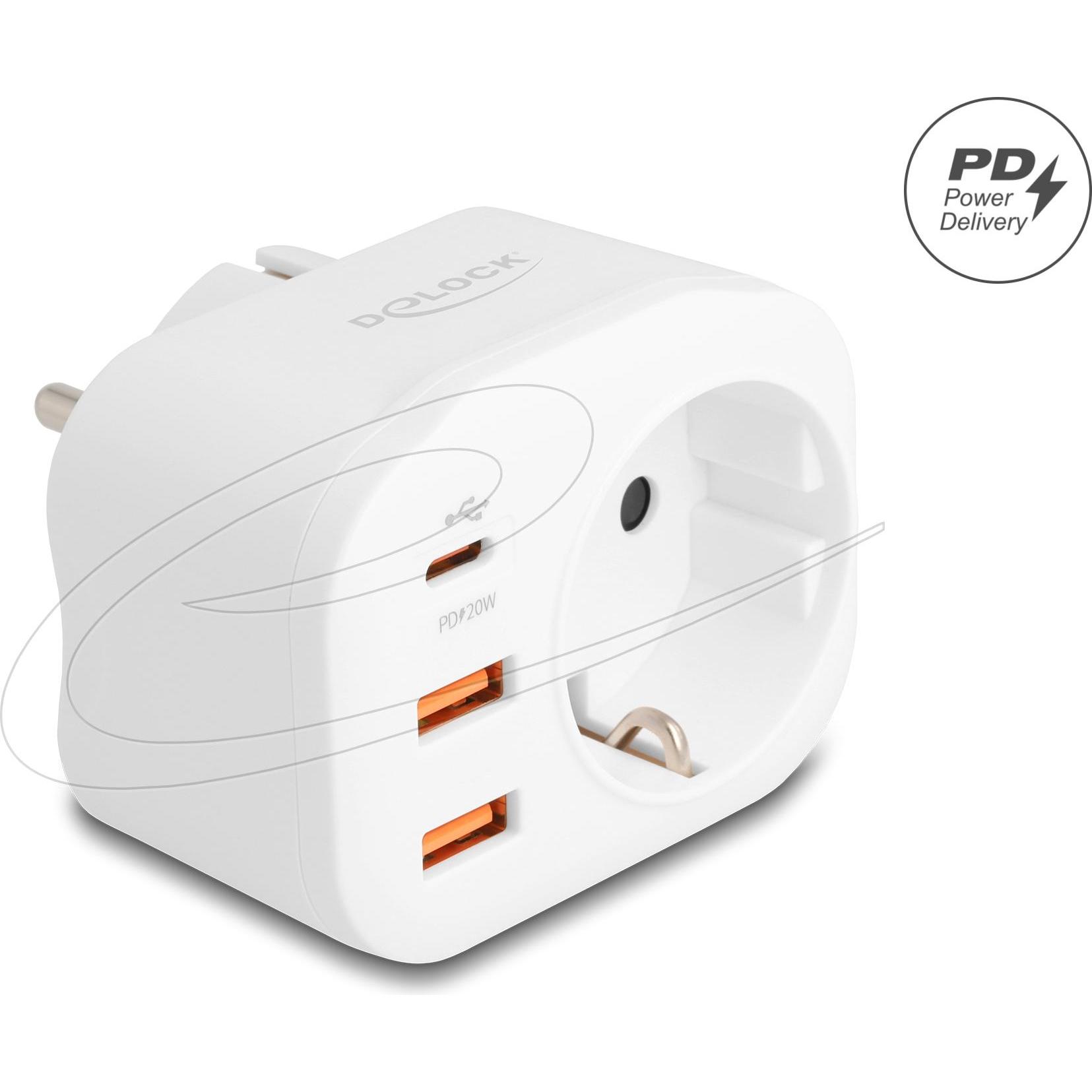 Delock, Presa di corrente, Schutzkontakt-Steckdose mit Kindersicherung und USB P