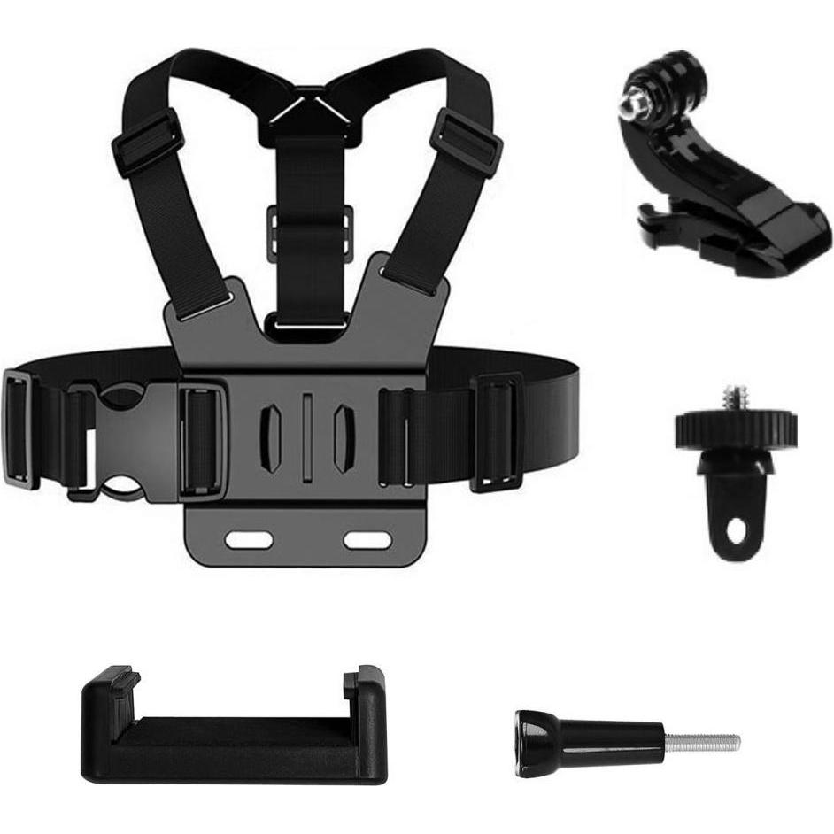 Hurtel Set di accessori per la fascia toracica 5in1, Accessori action cam, Nero