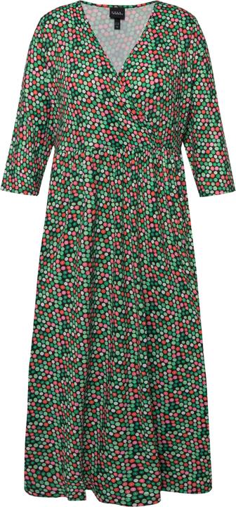 Image du produit Ulla Popken Robe en jersey, effet cache-coeur. Imprimé points multicolores. Col en V et manches 3/4. (54)