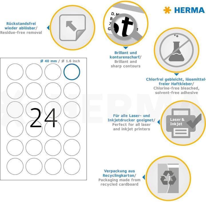 Produktbild HERMA Ablösbare Etiketten A4