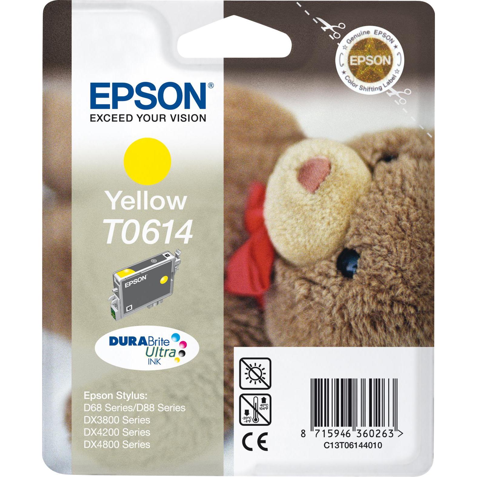 Epson, Druckerpatrone, T0614 - 8 ml - Gelb - Original - Blister mit RF- / aktustischem Alarmsignal (Y)