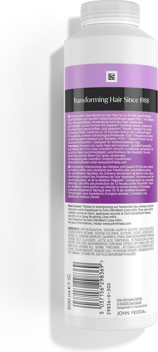 Produktbild John Frieda Frizz Ease Unendlich Smooth Shampoo 500ml (Flüssiges Shampoo, 500 ml)