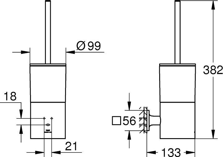 Image du produit Grohe Ensemble brosse WC ALLURE, montage mural chromé