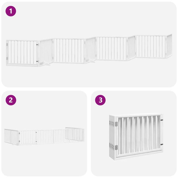 Image du produit vidaXL Porte pour chien Barrière de sécurité pour chiens Grille de protection pliable 8pcs. Blanc Bois (60 cm)