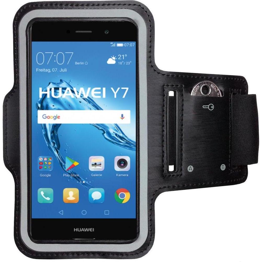 CoverKingz Sportarmband für Huawei Y7, Smartphone Sportarmband, Schwarz
