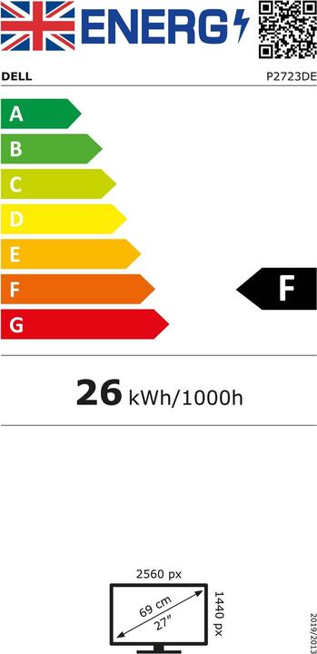 Energielabel Dell P2723EN (2560 x 1440 pixels, 27")