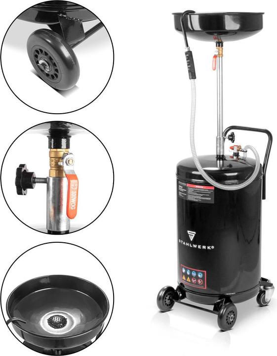 Stahlwerk Separatore d'olio Contenitore per la raccolta dell'olio da 80 l Carrello per la raccolta dell'olio