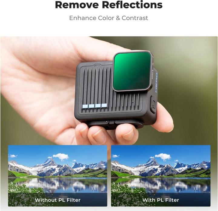 Actual product image K&F Concept CPL Filter, Anti-Scratch on One Side, with 3pcs Cleaning Cloth, For GOPRO Hero 4K