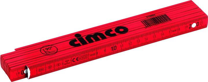 Actual product image Cimco Wooden folding ruler with steel spring, 10 links, 2 m double-sided mm adjustment (2 m)