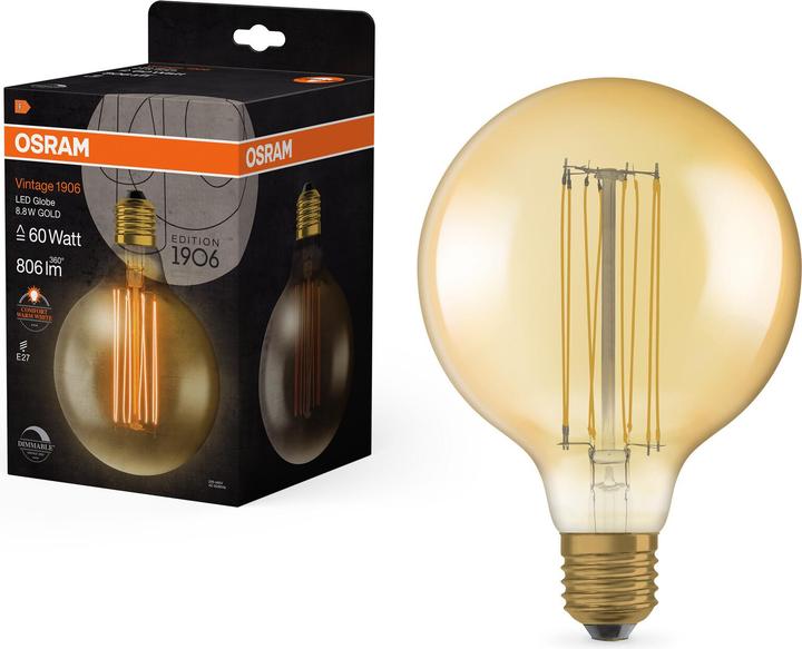 Produktbild Osram Vintage 1906 Led Classic Slim Filament Globe (E27, 8.80 W, 806 lm, 1 x, F)