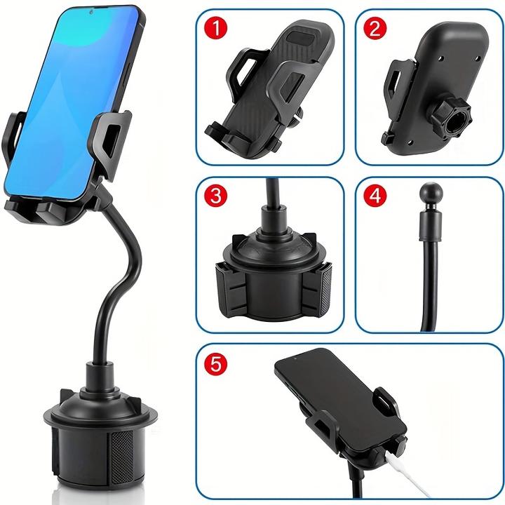 Produktbild PhoneLook Unversal Smartphone Halterung handsfree für im Auto für Getränkehalter flexibler Arm