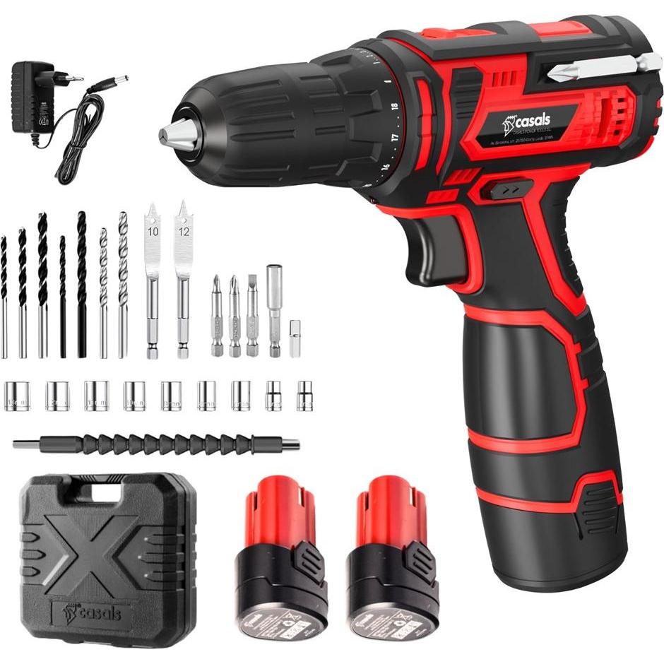 Casals, Trapano + Avvitatore a batteria, Akku-Bohrmaschine/Schrauber 12V CID1251BCA (Batteria ricaricabile)