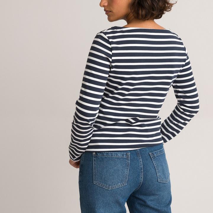 Produktbild La Redoute Collections Langarmshirt mit U-Boot-Ausschnitt und Streifenmuster (S)