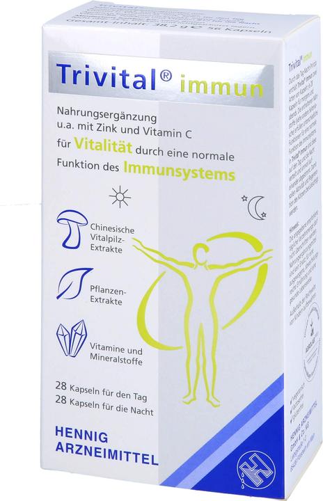 Nutritional values and ingredients Hennig Arzneimittel Trivital immune, 56 pcs KAP (56 Piece, Capsules, 28.20 g)