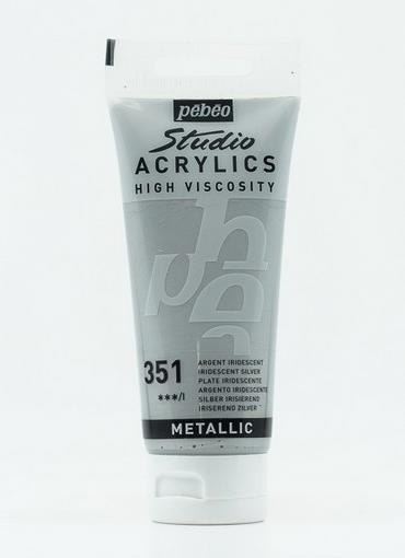 Actual product image Pebeo Studio Acrylics Fine Acrylic (Silver, 100 ml)