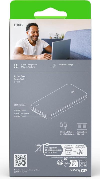 Productafbeelding GP Batteries GP Powerbank Plus 3-Port 10000 mAh - Crème (10000 mAh)