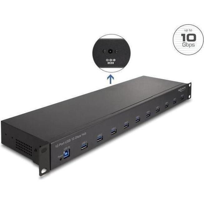Thumbnail - Delock 64240 (USB-A, 10 Ports), Dockingstation + USB Hub, Schwarz