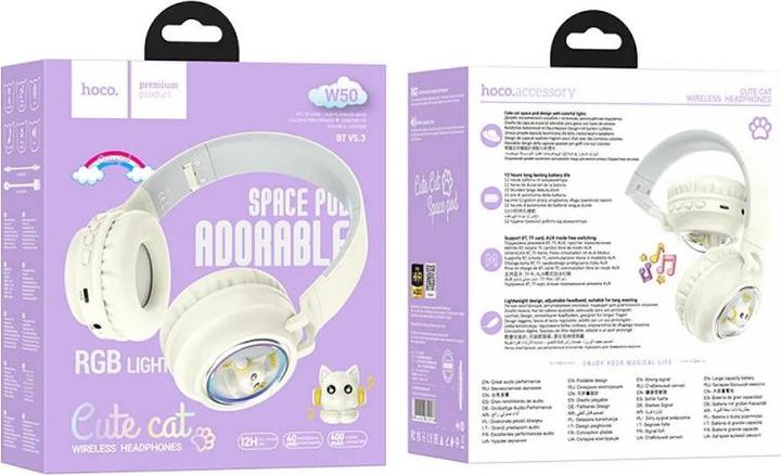 Produktbild Hoco Wireless headphones wireless headphones bluetooth W50 milky white