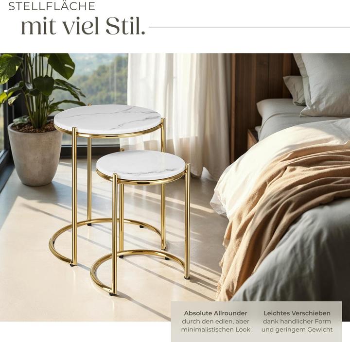 Actual product image tectake Side table Ellsa, marble top, steel frame