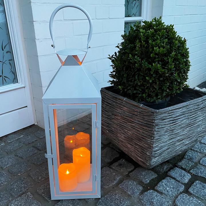 Produktbild Inda-Exclusiv Grosse Garten - Laterne Windlicht weiss Glas Metall 54cm (1 x)