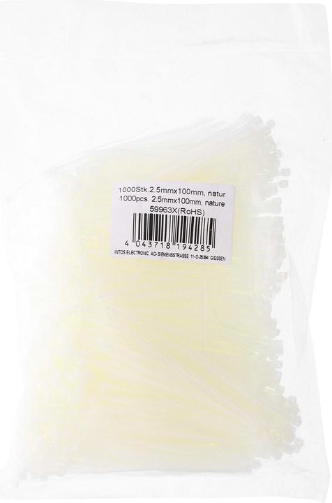 InLine Kabelbinder, Länge 100mm, Breite 2,5mm, weiss, 1000 Stück, bulk (Kunststoffkabelbinder, 100 mm, 1000 Stk.)
