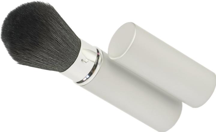 Immagine prodotto Pennello per fard, argento, retrattile, manico in metallo, capelli naturali, lunghezza 12 cm, Ø 2,3 (Fard)