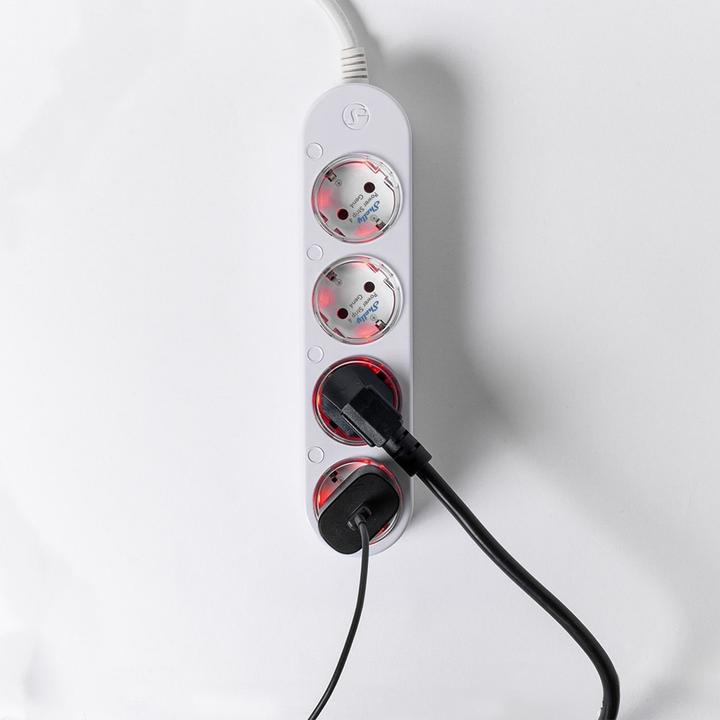 Produktbild Shelly Power Strip 4 Gen4, 4-fach Steckdosenleiste, weiss, WiFi, Bluetooth, Zigbee, Matter, Apple HomeKit