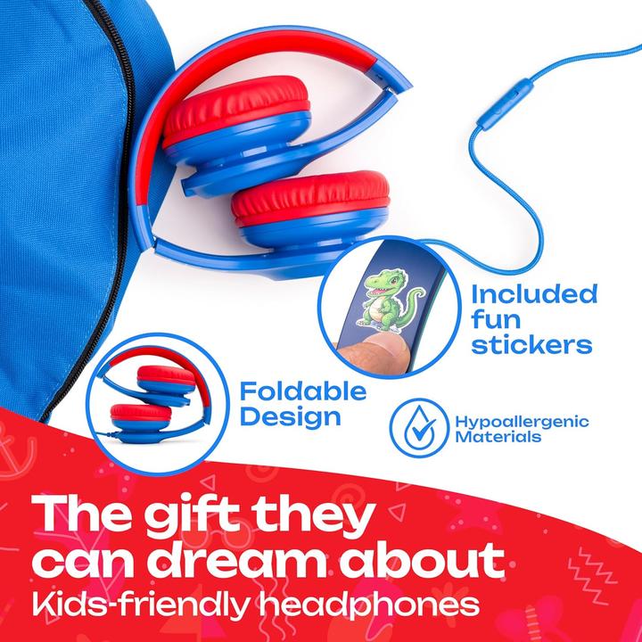 Produktbild PowerLocus PLED Kinderkopfhörer USB-C-Kabelgebunden blue/red