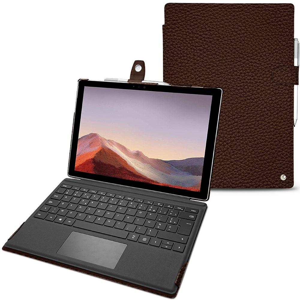 Noreve Lederschutzhülle (Microsoft Surface Pro 7), Tablet Hülle, Braun