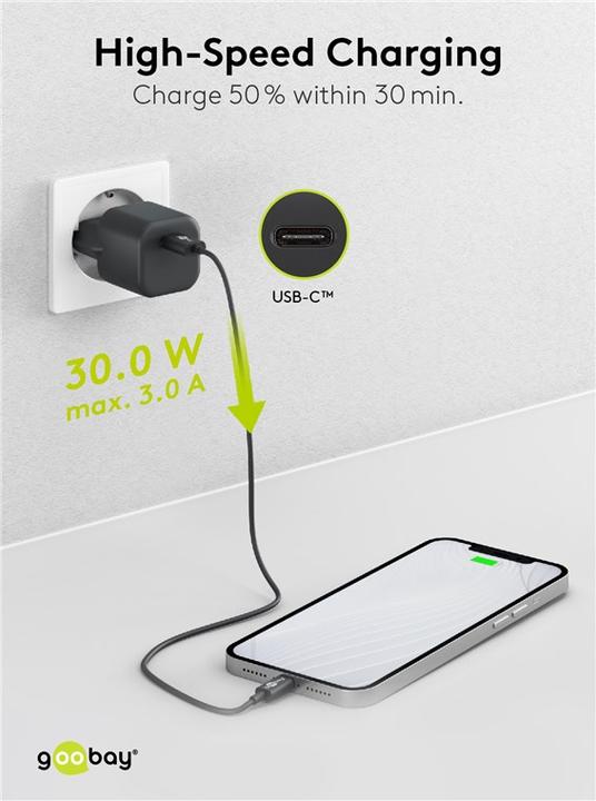 Immagine prodotto Goobay Caricabatterie Rapido USB-C Nano con tecnologia GaN (30 W)