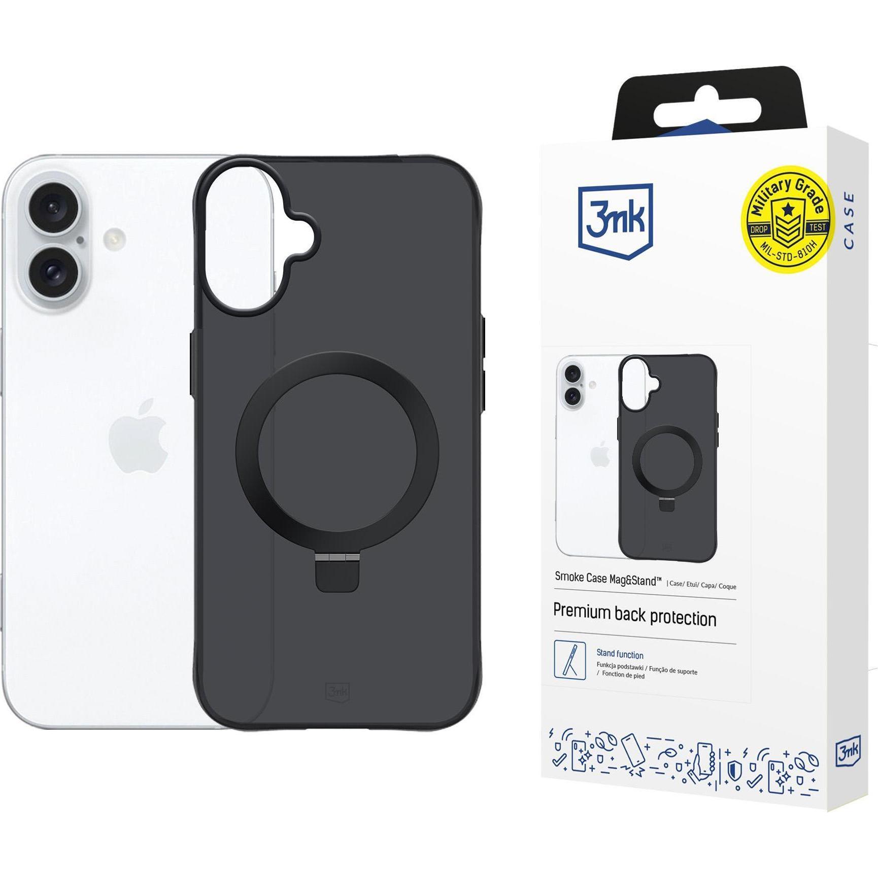 3Mk Nero - Smoke Matt Case Mag&Stand - Iphone 17 - Black (Apple Iphone 17), Cover Smartphone,