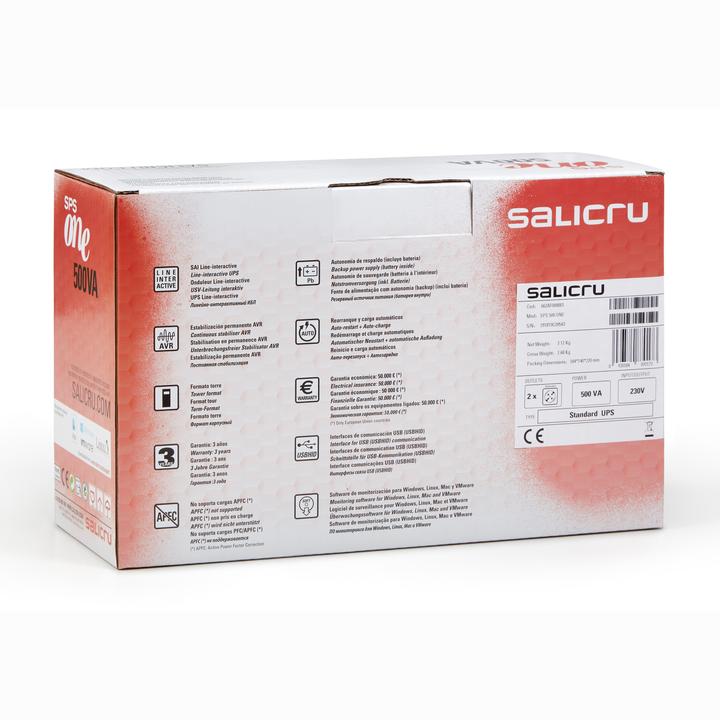Produktbild Salicru SPS ONE Line-interactive USV mit 500 bis 2000 VA (500 VA, 240 W, Line-Interaktiv USV)