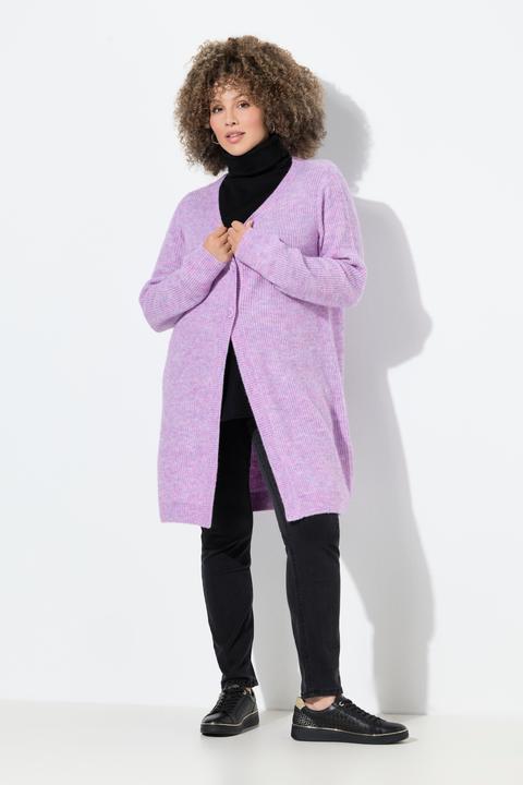 Produktbild Ulla Popken Long-Strickjacke, Rippstrick, V-Ausschnitt, Langarm (42, 44)