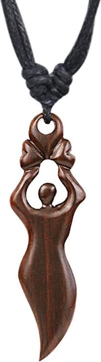 Produktbild Star Piercing Halskette schwarz Anhänger Göttin aus Narra Holz (ohne Messing, Organisch)