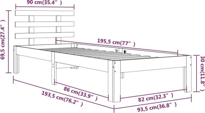 Image du produit vidaXL Bettrahmen (90 x 190 cm)