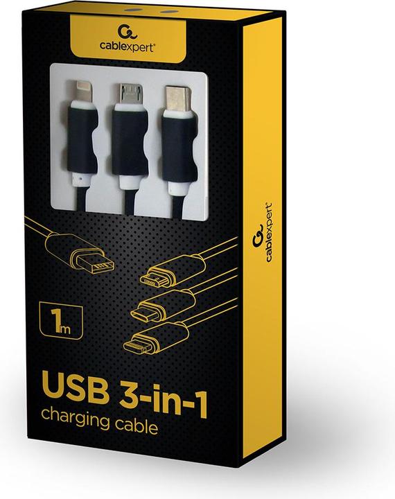 Immagine prodotto Gembird ! Cavo di ricarica USB 3-in-1 / 1m / Nero (1 m, USB 2.0)