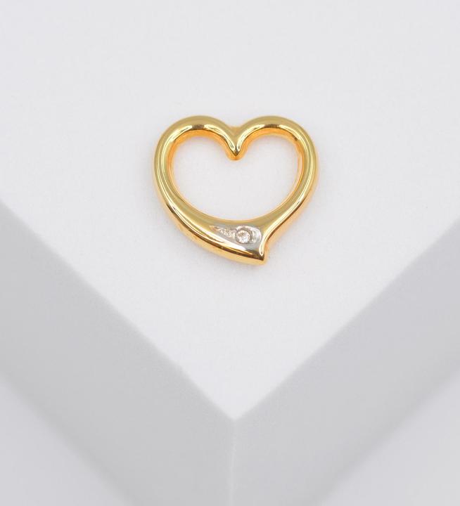 Immagine prodotto Muau Ciondolo cuore oro giallo 750 diamante 0,02 carati. 12x12 mm (Oro giallo 18K 750)