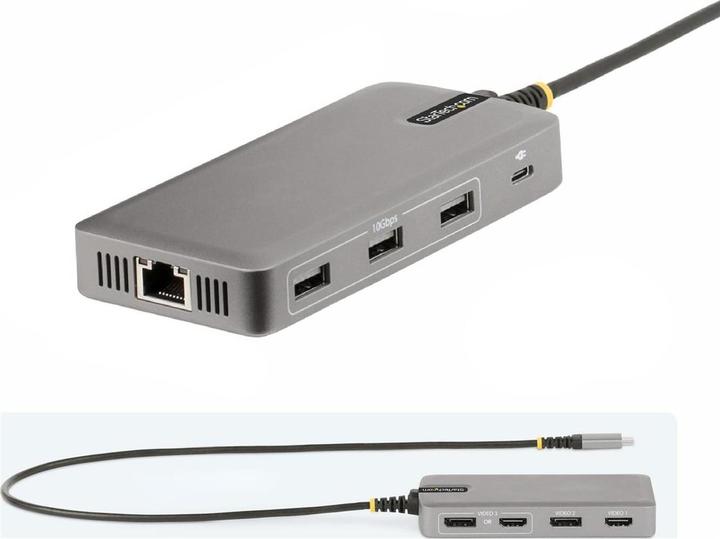 Produktbild StarTech COM USB-C Triple-Monitor Multiport Adapter HDMI/DisplayPort USB Hub 3-Port 10Gbps USB Hub P (USB-C, 6 Ports)
