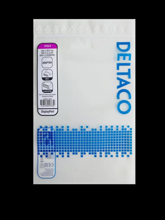 Produktbild Deltaco USB-C til 2 x Displayport 4K/60Hz HUB (USB Typ-C, 10 cm)
