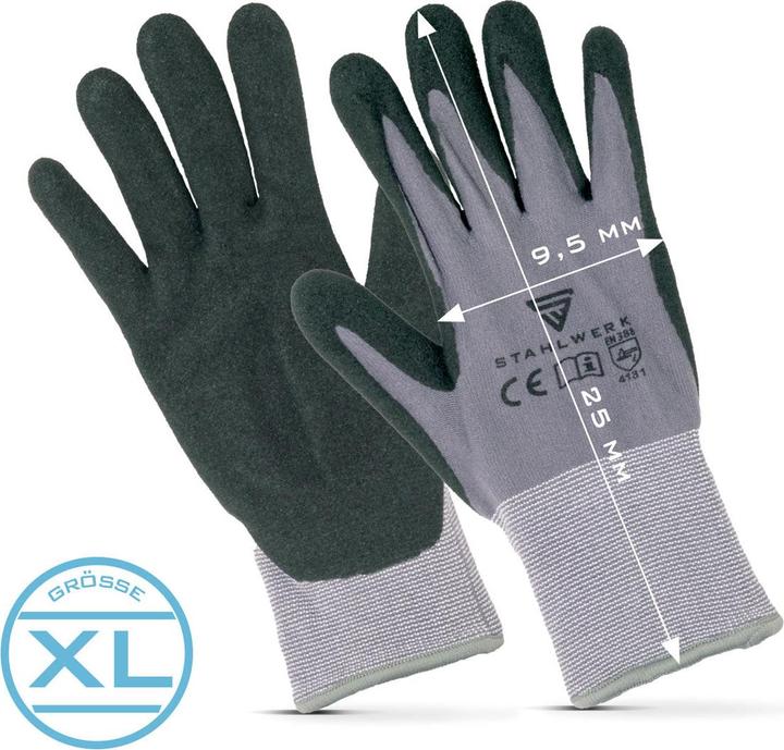 Produktbild Stahlwerk Montagehandschuhe 10 Paar, Grösse XL mit Nitril PU-Beschichtung (10)