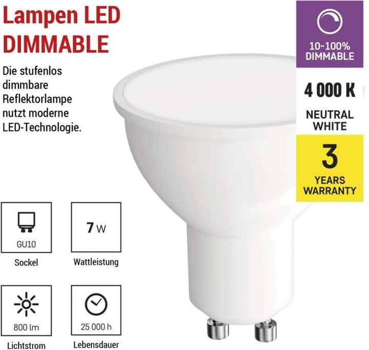 Immagine prodotto Emos Lampada LED classica (GU10, 7 W, 800 lm, 1 x, E)