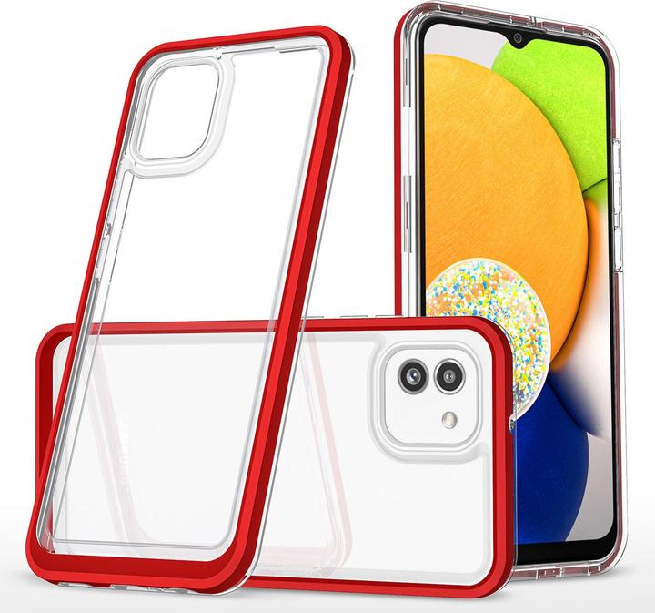 Actual product image Hurtel Clear 3in1 case for Samsung Galaxy A03 silicone cover with frame red (Samsung Galaxy A03)