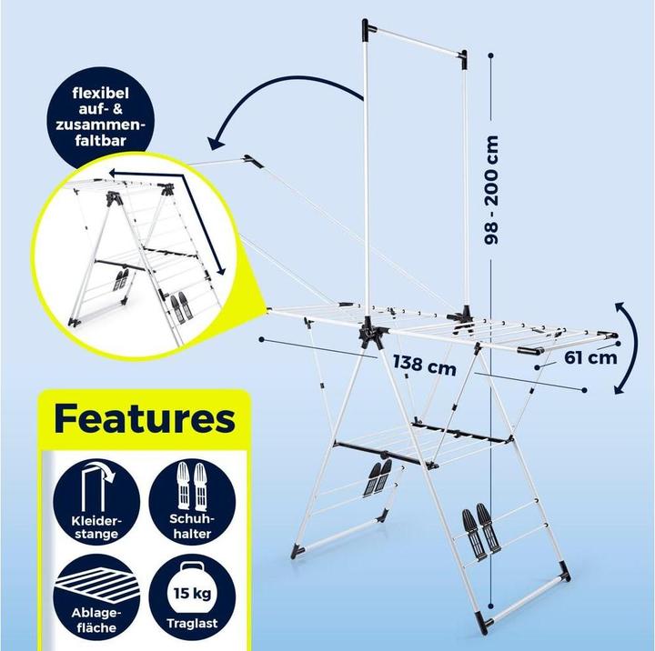 Produktbild Easymaxx Standtrockner mit Kleiderstange (2 m)