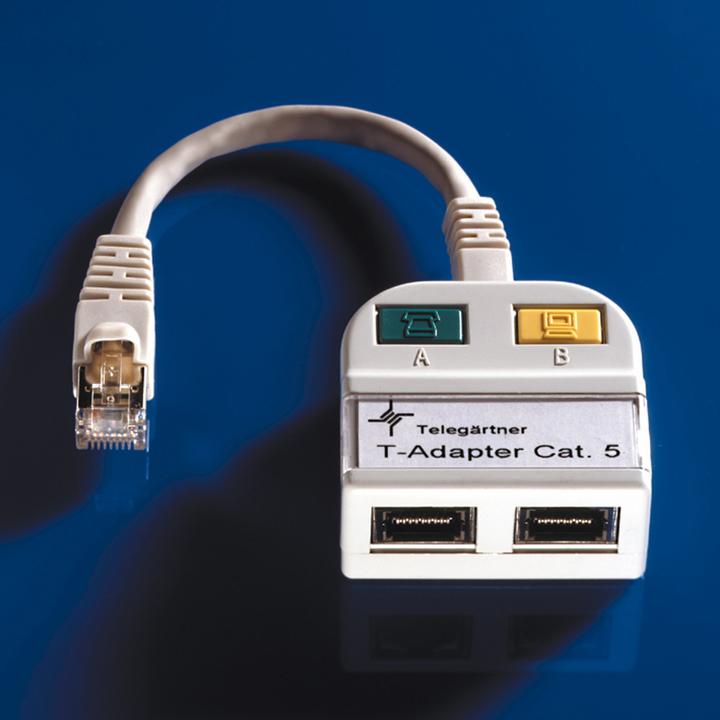 Actual product image Telegärtner TELEGAERTNER T-Adapter Cat5e Output to 100Base-T/ISDN (21.17.3039) (RJ45, RJ45 (2x))